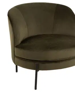Křesla Zelené sametové kulaté křeslo Lounge chair Jammy Green - 71*67*66cm J-Line by Jolipa 15409