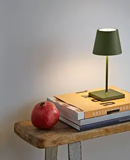 Venkovní osvětlení terasy Sigor Nuindie mini LED dobíjecí stolní lampa, kulatá, USB-C, jedlová zeleň