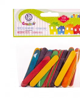 Hračky ASTRA - CREATIVO Dřevěné špachtle krátké, 6,5x1cm, barevné, 50ks, 335122006