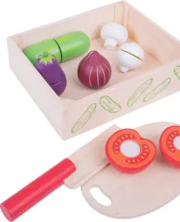 Hrajeme si na domácnost Bigjigs Toys Dřevěná krájecí zelenina v krabičce VEGETABLES