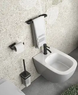 WC štětky Gedy SAMOA WC štětka závěsná, mléčné sklo, černá mat A83314