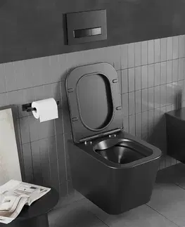 Kompletní WC sady Závěsný WC set MEXEN TEO 34,5 cm s prkénkem SLIM černý mat