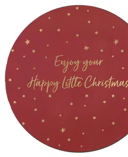 Talíře Červený servírovací talíř s hvězdičkami Happy Little Christmas - Ø 33*1 cm Clayre & Eef HLC85