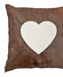 Dekorační polštáře Hnědý kožený polštář se srdcem (bos taurus taurus) - 45*45*5cm Mars & More OMKSHB