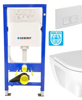 WC sedátka GEBERIT DuofixBasic s bílým tlačítkem DELTA50 + WC JIKA LYRA PLUS RIMLESS + SEDÁTKO DURAPLAST 458.103.00.1 50BI LY1