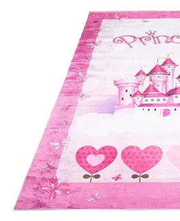Dětské koberce Dívčí koberec s motivem zámku pro princezny