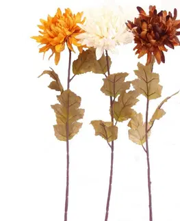 Květiny Umělá podzimní chryzantéma, v. 74 cm, sada 3 ks