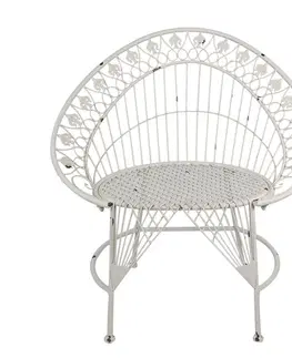 Zahradní sestavy Bílá antik kovová zahradní židle / křeslo Lillien - 82*50*90 cm Clayre & Eef 5Y1199
