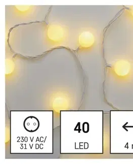 Vánoční řetězy a lamety EMOS Světelný LED řetěz Cherry s časovačem 4 m teplá bílá