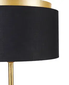 Stojaci lampy Moderní stojací lampa zlatá s odstínem černé se zlatem - Simplo