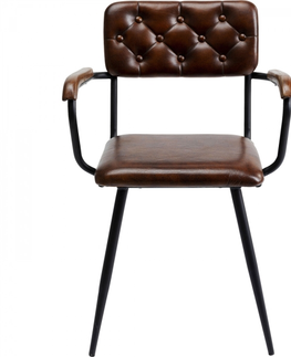 Jídelní židle KARE Design Kožená jídelní židle s područkami Salsa - hnědá
