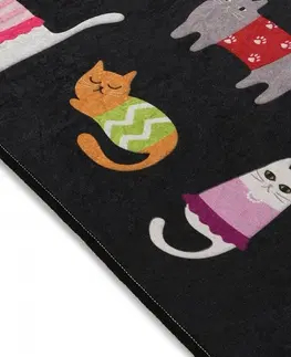 Koberce a koberečky Conceptum Hypnose Dětský koberec Black Cats 60x90 cm černý