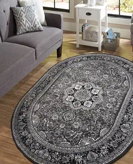 Kulaté a oválné koberce Exkluzivní oválný koberec v nadčasové šedé barvě