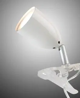 Stolní lampy a lampičky s klipem Brilliant Moderní LED světlo se svorkou LEO v bílé barvě