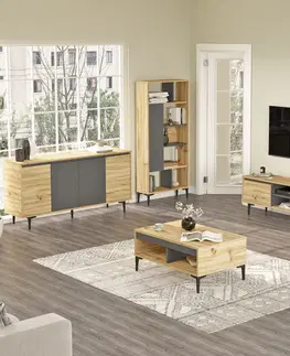Obývací stěny a sestavy nábytku Set nábytku do obývacího pokoje AR14 dub antracit