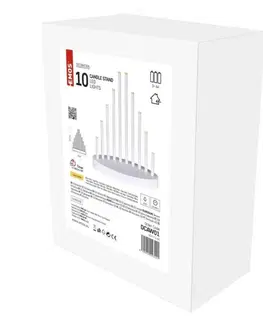 LED osvětlení na baterie EMOS LED svícen bílý, 24,5 cm, 3x AA, vnitřní, teplá bílá, časovač DCAW01