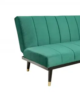 Luxusní a designové sedačky Estila Retro sametová zelená rozkládací sedačka Taxill na vysokých nožičkách 180cm