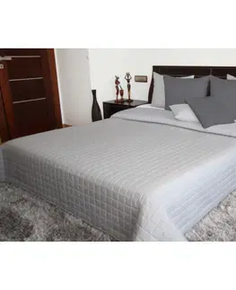 Luxusní přehozy na postel Oboustranný přehoz na postel v světle šedé barvě