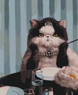 Zvířata Malování podle čísel kočka na snídani u Tiffanyho