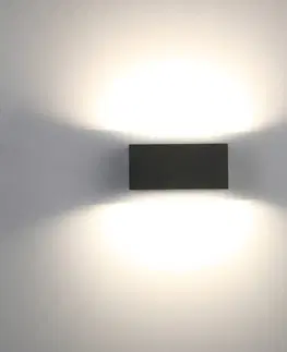 Venkovní nástěnná svítidla LUTEC Venkovní světlo Gemini hranaté antracit 16cm 3000K