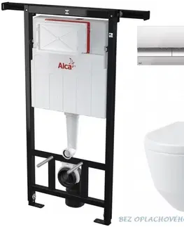 WC sedátka ALCADRAIN Jádromodul předstěnový instalační systém s chromovým tlačítkem M1721 + WC LAUFEN PRO RIMLESS + SEDÁTKO AM102/1120 M1721 LP1