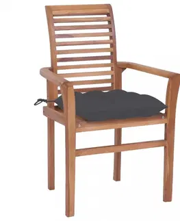 Zahradní židle Zahradní jídelní židle s poduškou 2 ks teak Dekorhome Šedohnědá taupe