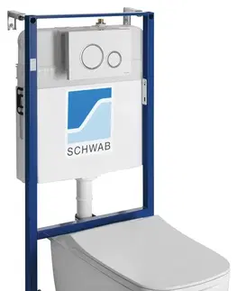 Záchody SAPHO Závěsné WC BELLO Rimless s podomítkovou nádržkou a tlačítkem Schwab, bílá 100214-SET5
