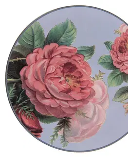Talíře Modrý servírovací talíř s růžemi - Ø 33*1 cm Clayre & Eef FBF85-2