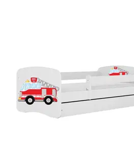 Dětské postýlky Kocot kids Dětská postel Babydreams hasičské auto bílá, varianta 70x140, se šuplíky, bez matrace