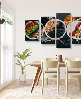 Obrazy jídla a nápoje 5-dílný obraz chutné variace müsli