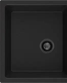 Sifony k pračkám MEXEN/S Tomas granitový dřez 2-bowl 800 x 500 mm, černá, + černý sifon 6516802000-77-B