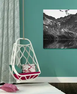 Černobílé obrazy Obraz nádherná horská krajina v černobílém provedení