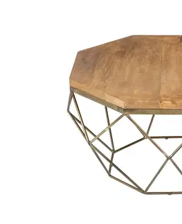 Designové a luxusní konferenční stolky Estila Art-deco jedinečný konferenční stolek Adamantino s dřevěnou deskou a kovovou konstrukcí ve tvaru diamantu 69cm