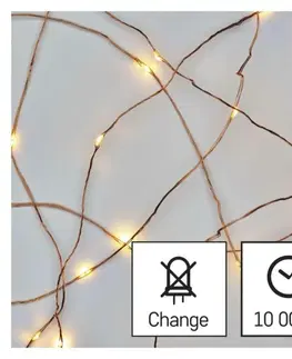 LED řetězy EMOS LED vánoční nano řetěz měděný, 10 m, venkovní i vnitřní, teplá bílá, časovač D3AW02