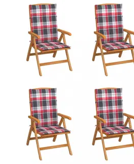 Zahradní židle Zahradní židle 4 ks teak / látka Dekorhome Červená