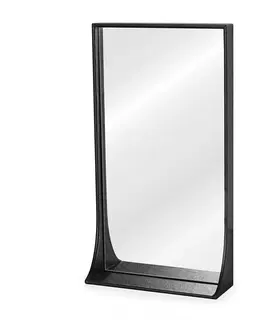Zrcadla HOMEDE Nástěnné zrcadlo s poličkou Pisca černé, velikost 40,5x25,5x10,5