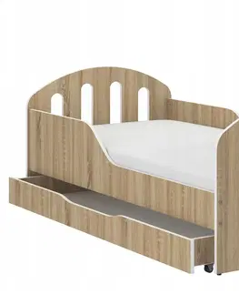 Dětské postele Dětská postel SMILE se zásuvkou 160 x 80 cm v dekoru dub sonoma