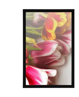 Květiny Plakát kytice barevných tulipánů