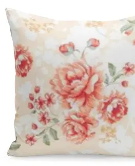 Dekorační povlaky na polštáře Béžový povlak s pomerančovými růžemi