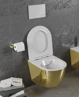 Záchody MEXEN Lena Závěsná WC mísa včetně sedátka s slow-slim, duroplast, bílá/zlatá 30224006