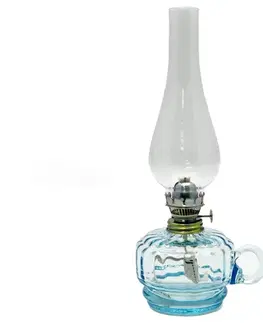 Lampy Floriánova huť Petrolejová lampa MONIKA 34 cm světlý akvamarín 
