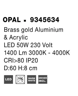 LED stropní svítidla NOVA LUCE stropní svítidlo MORBIDO zlatý mosazný hliník a akryl LED 50W 230V 2700K - 4000K IP20 vč. dálkového ovládání stmívatelné Tuya 9345634