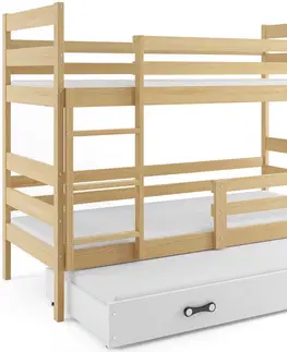 Postele BMS Dětská patrová postel s přistýlkou Eryk 3 | borovice Barva: Borovice / bílá, Rozměr: 160 x 80 cm