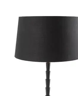 Stolni lampy Stolní lampa ve stylu art deco černá s odstínem černé bavlny 35 cm - Pisos