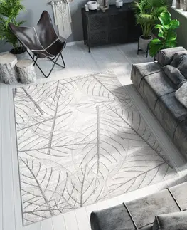 Moderní koberce Světle krémový moderní koberec s motivem listů