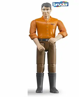 Dřevěné vláčky Bruder 60007 BWorld Figurka muž, hnědé kalhoty, 11 cm 