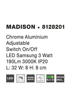 LED bodová svítidla Nova Luce Nástěnná LED diodová čtecí lampička Madison - 3 W LED, chrom NV 8128201