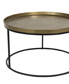 Konferenční stolky Černo-zlatý kovový odkládací stolek Devereux – Ø 70*41 cm Clayre & Eef 50423M