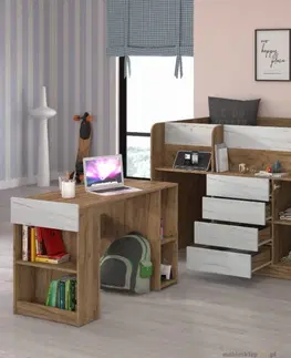 Dětský pokoj ArtCross Dětská vyvýšená postel SMILE | pravá barevné provedení: dub craft zlatý / dub craft biely