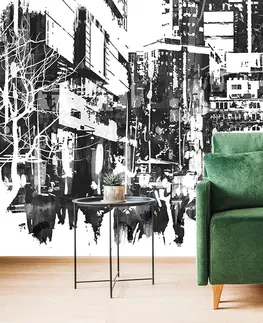 Samolepící tapety Samolepící tapeta černobílá abstraktní panorama města